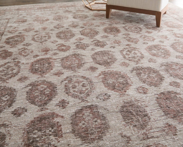 Feizy Rugs Loralai Distressed Oriental Area Rug with Warm Red Ivory Tones for Living Rooms 5' x 8' LRL8A66FTPEPLME10