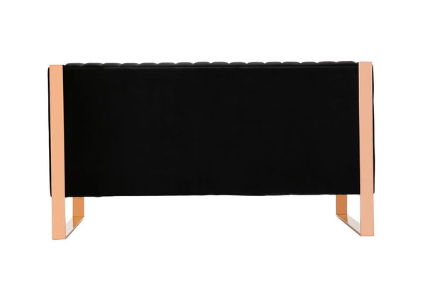 Manhattan Comfort Trillium Mid-Century Modern Loveseat Black and Gold LS016-BK