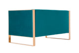 Manhattan Comfort Trillium Mid-Century Modern Loveseat Aqua Blue and Gold LS016-TL