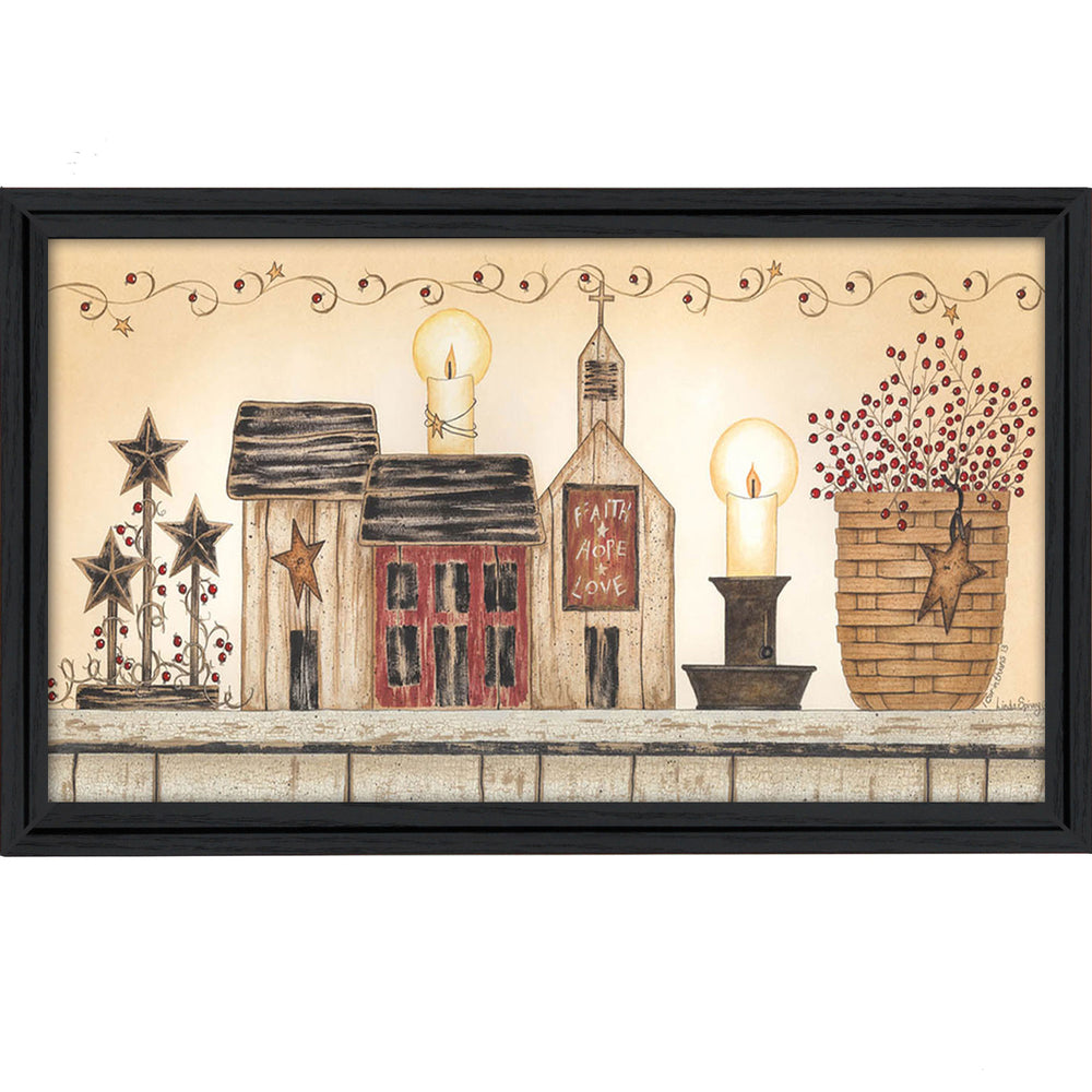 English Elm "faith Hope and Love" Linda Spivey Framed Typography Art Black Wood Wall Print B06786138