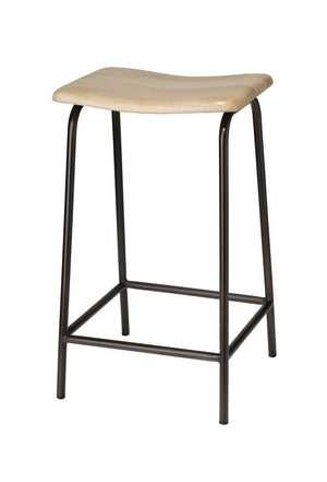 Jamie Young Co. Bend Hand-forged Iron Counter Stool with Carved Bleached Mango Wood Seat for Bars LS20BENDCSBW