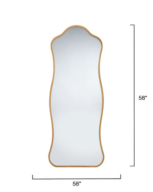 Jamie Young Co. Aurora Wavy Iron Floor Mirror, Antique Brass Antique Brass Metal, Iron,Mdf,Mirror Ls6aurorfmab