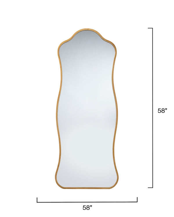 Jamie Young Co. Aurora Wavy Iron Floor Mirror, Antique Brass Antique Brass Metal, Iron,Mdf,Mirror Ls6aurorfmab