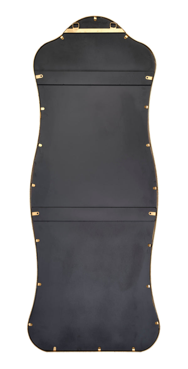 Jamie Young Co. Aurora Wavy Iron Floor Mirror, Antique Brass Antique Brass Metal, Iron,Mdf,Mirror Ls6aurorfmab