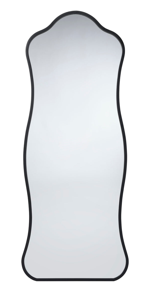 Jamie Young Co. Aurora Wavy Iron Floor Mirror, Black Black Metal, Iron,Mdf,Mirror Ls6aurorfmbk