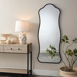 Jamie Young Co. Aurora Wavy Iron Floor Mirror, Black Black Metal, Iron,Mdf,Mirror Ls6aurorfmbk