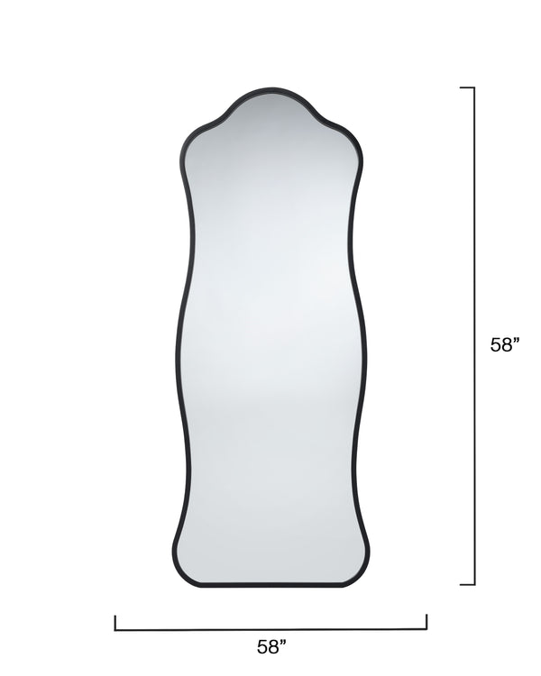 Jamie Young Co. Aurora Wavy Iron Floor Mirror, Black Black Metal, Iron,Mdf,Mirror Ls6aurorfmbk