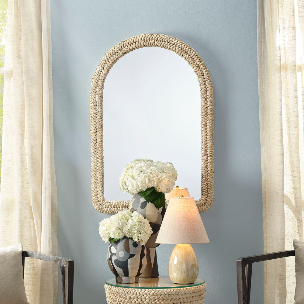 Jamie Young Co. Grain Woven Corngrass Wall Mirror Natural Mdf,Corn Husk,Mirror Ls6grainmina