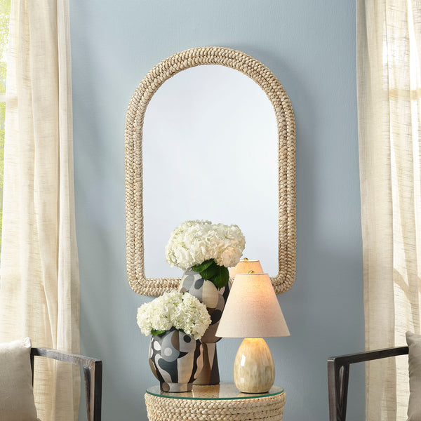 Jamie Young Co. Grain Woven Corngrass Wall Mirror Natural Mdf,Corn Husk,Mirror Ls6grainmina