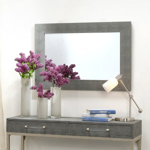 Structure Faux Shagreen Beveled Rectangular Wall Mirror for Vanity Accent and Home Decor