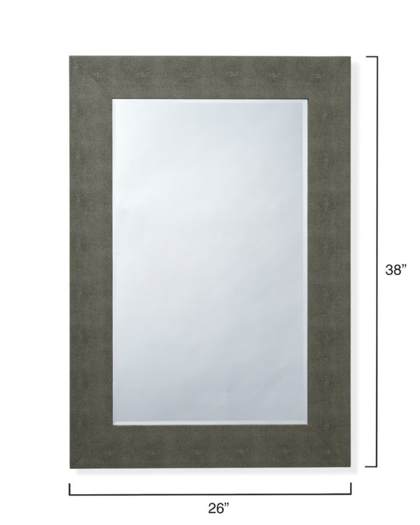 Structure Faux Shagreen Beveled Rectangular Wall Mirror for Vanity Accent and Home Decor