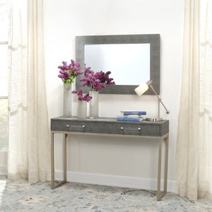 Structure Faux Shagreen Beveled Rectangular Wall Mirror for Vanity Accent and Home Decor