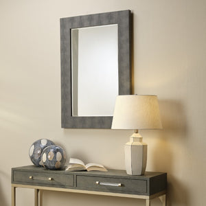 Structure Faux Shagreen Beveled Rectangular Wall Mirror for Vanity Accent and Home Decor