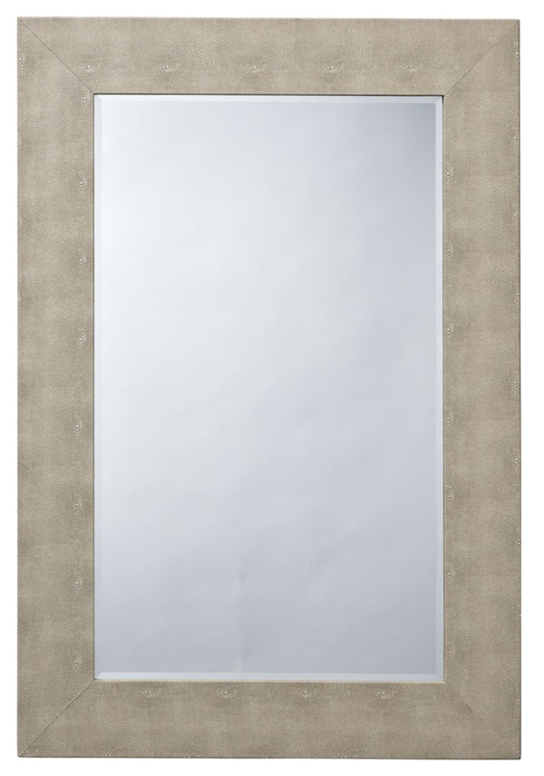 Structure Faux Shagreen Beveled Rectangular Wall Mirror for Vanity Accent and Home Decor