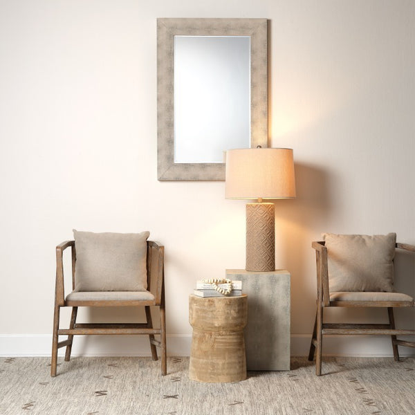 Structure Faux Shagreen Beveled Rectangular Wall Mirror for Vanity Accent and Home Decor