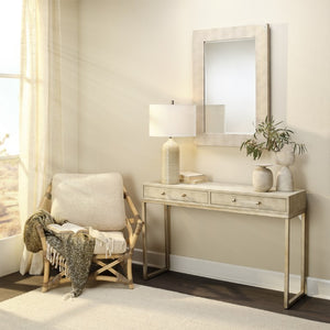 Structure Faux Shagreen Beveled Rectangular Wall Mirror for Vanity Accent and Home Decor
