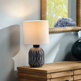 Jamie Young Co. Highland Ceramic Table Lamp With Linen Shade Blue Ceramic Ls9highltlbl