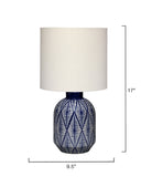 Jamie Young Co. Highland Ceramic Table Lamp With Linen Shade Blue Ceramic Ls9highltlbl