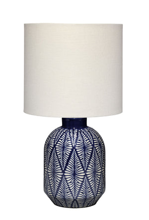 Jamie Young Co. Highland Ceramic Table Lamp With Linen Shade Blue Ceramic Ls9highltlbl