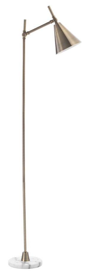 Jamie Young Co. Kennedy Mid-century Iron Floor Lamp with Marble Base and Adjustable Brass Arm LS9KENNFLBR
