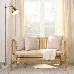 Kennedy Mid-century Iron Floor Lamp with Marble Base and Adjustable Brass Arm