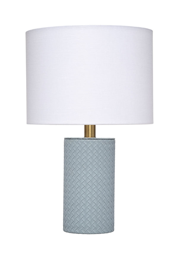 Jamie Young Co. Roman Leather Table Lamp With Linen Shade, Blue Blue Polyresin,Leather Ls9romantlbl