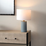 Jamie Young Co. Roman Leather Table Lamp With Linen Shade, Blue Blue Polyresin,Leather Ls9romantlbl