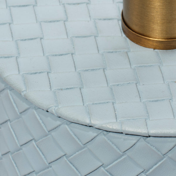 Jamie Young Co. Roman Leather Table Lamp With Linen Shade, Blue Blue Polyresin,Leather Ls9romantlbl