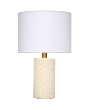 Jamie Young Co. Roman Leather Table Lamp With Linen Shade, White Cream Polyresin,Leather Ls9romantlwh