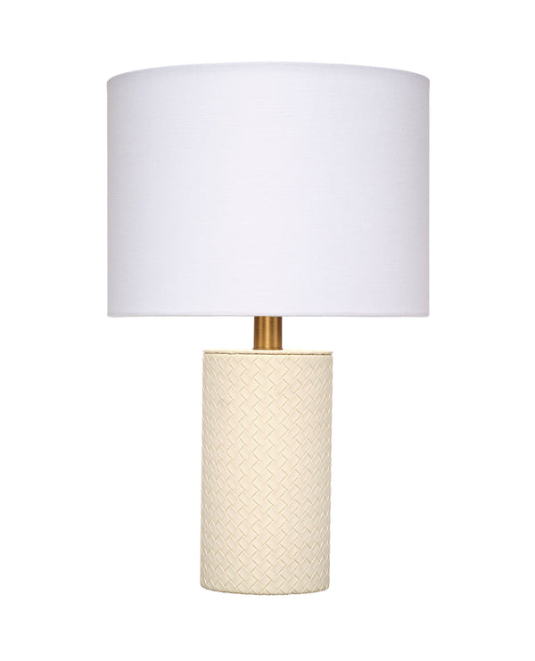 Jamie Young Co. Roman Leather Table Lamp With Linen Shade, White Cream Polyresin,Leather Ls9romantlwh