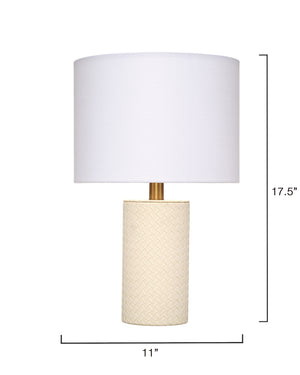 Jamie Young Co. Roman Leather Table Lamp With Linen Shade, White Cream Polyresin,Leather Ls9romantlwh