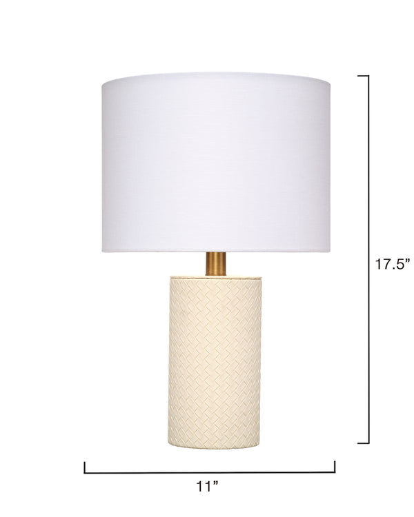 Jamie Young Co. Roman Leather Table Lamp With Linen Shade, White Cream Polyresin,Leather Ls9romantlwh