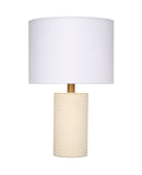 Jamie Young Co. Roman Leather Table Lamp With Linen Shade, White Cream Polyresin,Leather Ls9romantlwh