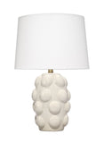 Silas Elegant Cream Ceramic Table Lamp with Textured Linen Shade – Handmade Modern Decor Accent