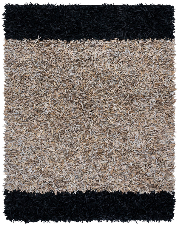 Safavieh Leather Handwoven Artisan Rug - Luxurious 90% Leather Design For Modern And Boho Spaces, 2' X 8' Beige ,Black 90% Leather And 10%  Cotton Lsg602b-5sq