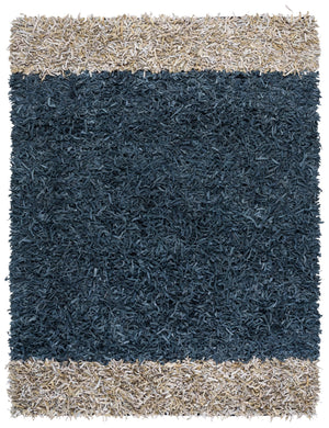 Safavieh Leather Handwoven Area Rug - Luxurious Artisan Craftsmanship With Plush Shag Design For Any Space Dark Grey ,Beige 90% Leather And 10%  Cotton Lsg602h-8