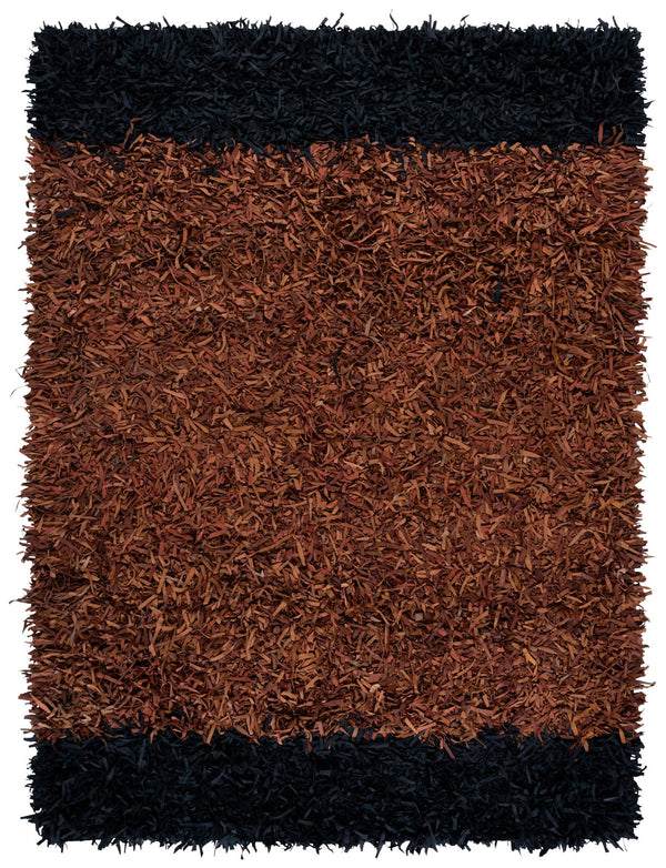Safavieh Leather Handwoven Area Rug - Luxurious Artisan Craftsmanship With Plush Shag Design For Any Space Brown ,Black 90% Leather And 10%  Cotton Lsg602t-8