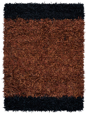 Safavieh Leather Handwoven Artisan Rug - Luxurious 90% Leather Design For Modern And Boho Spaces, 2' X 8' Brown ,Black 90% Leather And 10%  Cotton Lsg602t-4