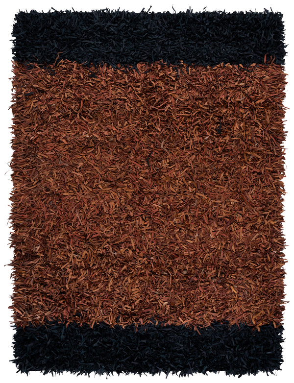 Safavieh Leather Handwoven Artisan Rug - Luxurious 90% Leather Design For Modern And Boho Spaces, 2' X 8' Brown ,Black 90% Leather And 10%  Cotton Lsg602t-4