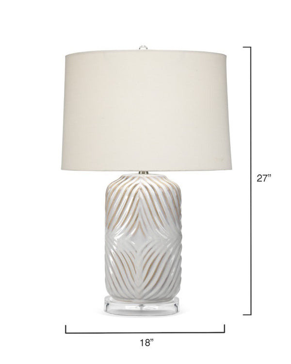 Harper Hand-carved Ceramic Table Lamp with Linen Shade and Acrylic Finial Accent