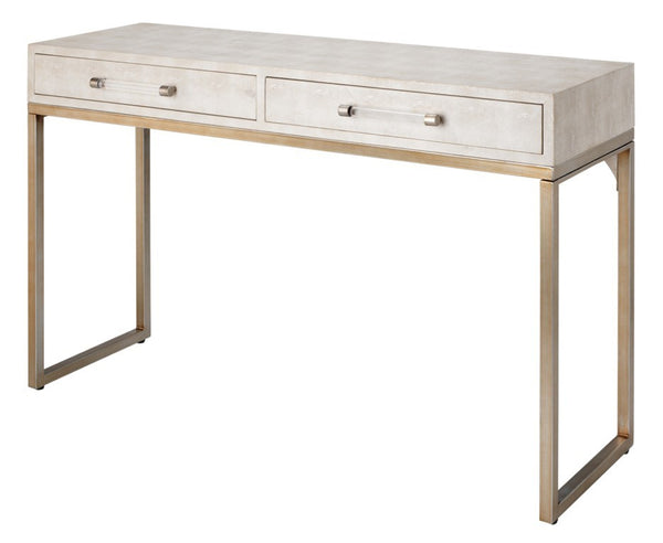 Jamie Young Co. Kain Faux Shagreen Leather Console Table with Iron Base and Two Storage Drawers LSKAINCOIV