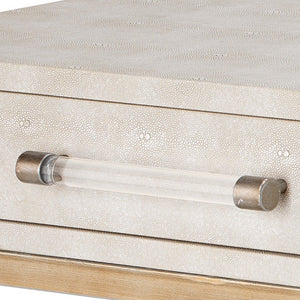 Kain Faux Shagreen Leather Console Table with Iron Base and Two Storage Drawers