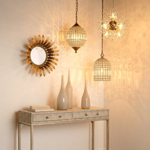Kain Faux Shagreen Leather Console Table with Iron Base and Two Storage Drawers