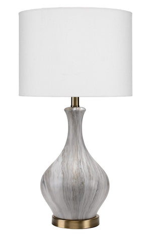 Jamie Young Co. Mila Handcrafted Ceramic Gourd Table Lamp with Linen Shade and Brass Accents LSMILAMRB