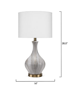 Mila Handcrafted Ceramic Gourd Table Lamp with Linen Shade and Brass Accents