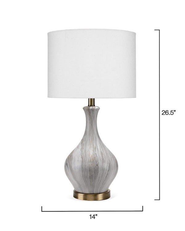 Mila Handcrafted Ceramic Gourd Table Lamp with Linen Shade and Brass Accents