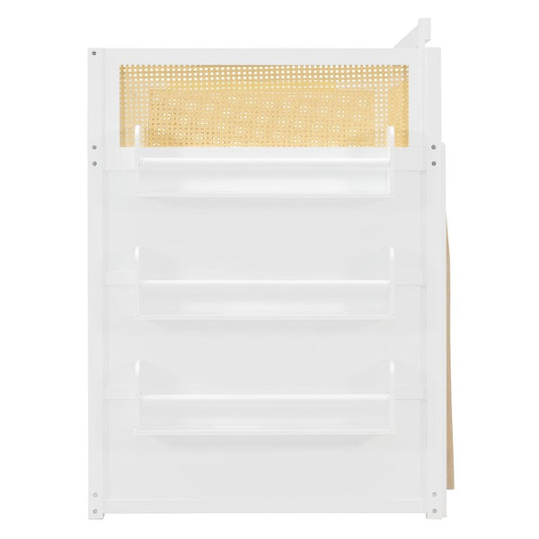 English Elm Queen Murphy Wall Bed with Integrated Shelves for Studio and Guest Room Use White 78.9 L x 41.9 W x 56.3 H LT000122AAK