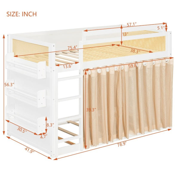 English Elm Queen Murphy Wall Bed with Integrated Shelves for Studio and Guest Room Use White 78.9 L x 41.9 W x 56.3 H LT000122AAK