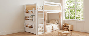 English Elm Queen Murphy Wall Bed with Integrated Shelves for Studio and Guest Room Use White 78.9 L x 41.9 W x 56.3 H LT000122AAK