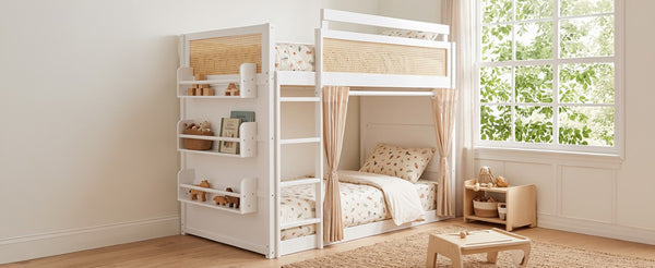 English Elm Queen Murphy Wall Bed with Integrated Shelves for Studio and Guest Room Use White 78.9 L x 41.9 W x 56.3 H LT000122AAK